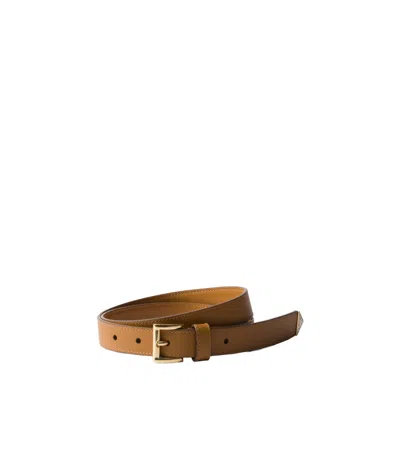 Prada Caramel Leather Belt In Beige O Tan