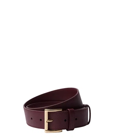 Prada Saffiano Leather Belt In Burgundy