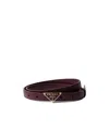 Prada Saffiano-leather Belt In Burgundy