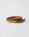 Prada Triangle-logo Leather Belt In Caramel