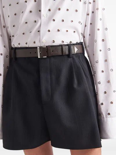 Prada Saffiano Leather Belt For Men In Brown