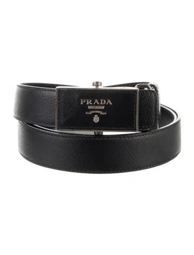 Pre-owned Prada Saffiano Leather Belt Kit In Black