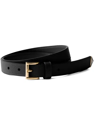 Prada Saffiano Leather Belt In Black