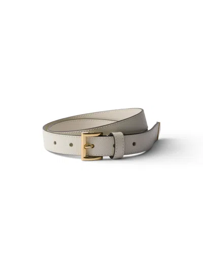 Prada Saffiano Leather Belt In Neutral