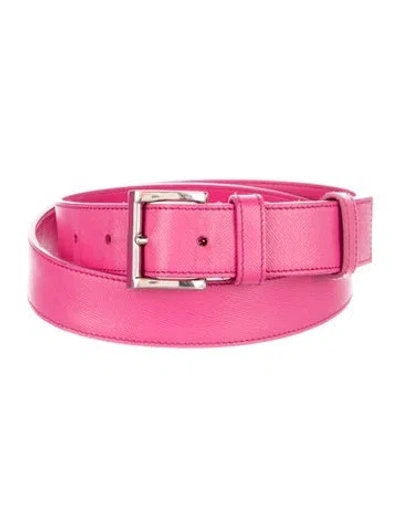Pre-owned Prada Saffiano Leather Belt In Pink