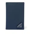 Prada Saffiano Leather Bi-fold Card Holder In Blue