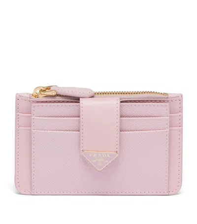 Prada Saffiano Leather Bi-fold Card Holder In Pink