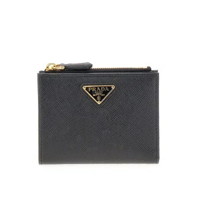Prada Saffiano Leather Bi-fold Wallet In Black