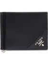 Prada Saffiano Leather Bi Fold Wallet In Black