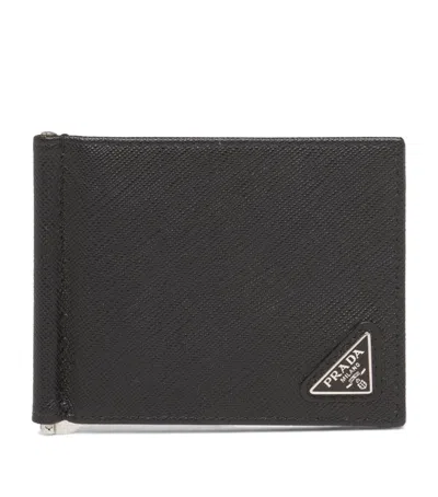 Prada Saffiano Leather Bi-fold Wallet In Black