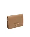 Prada Saffiano-leather Bi-fold Wallet In Brown