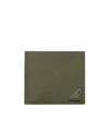 Prada Enamel-logo Saffiano Leather Cardholder In Green