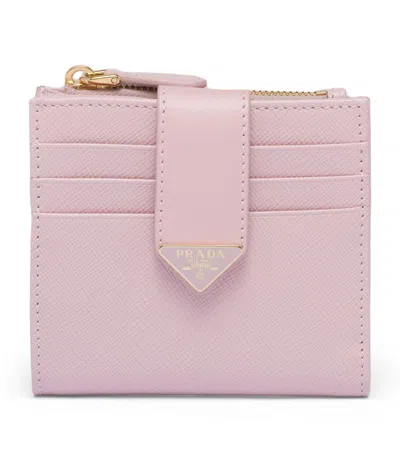 Prada Saffiano Leather Bi-fold Wallet In Pink
