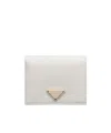Prada Small Saffiano Leather Bifold Wallet In White
