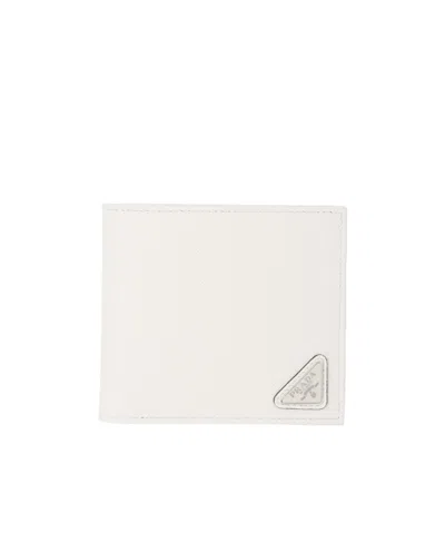 Prada Saffiano Leather Bi-fold Wallet In White