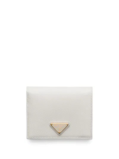 Prada Small Saffiano Leather Bi-fold Wallet In White