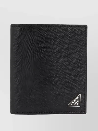 Prada Saffiano Leather Bi-fold Wallet With Card Slots In Black