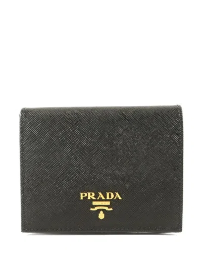 Pre-owned Prada Saffiano Leather Bifold Wallet In Black