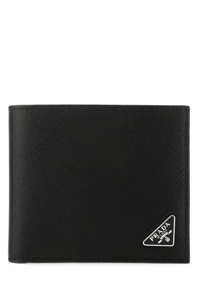 Prada Saffiano Leather Bi-fold Wallet In Black