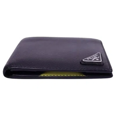 Pre-owned Prada Saffiano Leather Bifold Wallet In Black