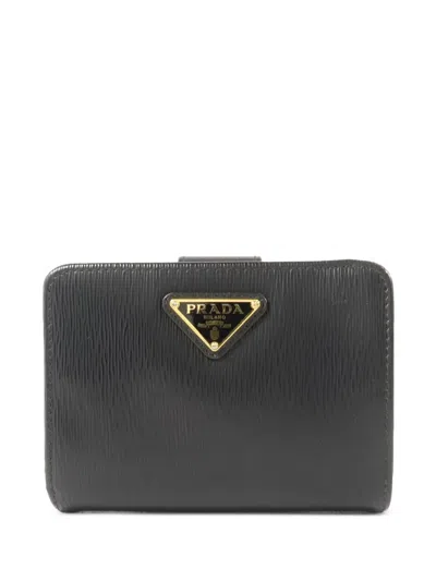 Pre-owned Prada Saffiano Leather Bifold Wallet In Black