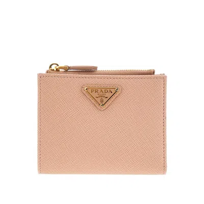 Prada Saffiano Leather Bi-fold Wallet In Pink