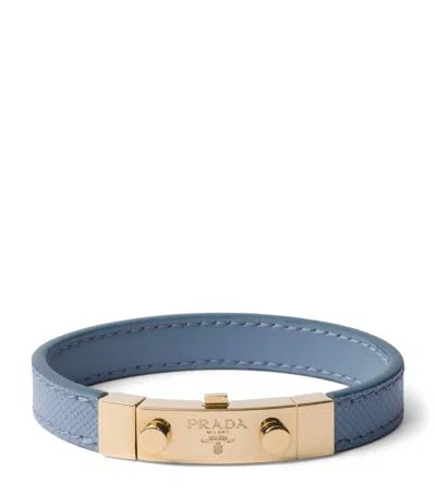 Prada Saffiano Leather Bracelet In Blue