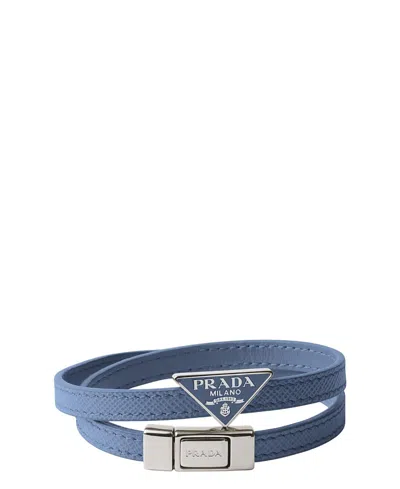 Prada Saffiano Leather Bracelet In Blue