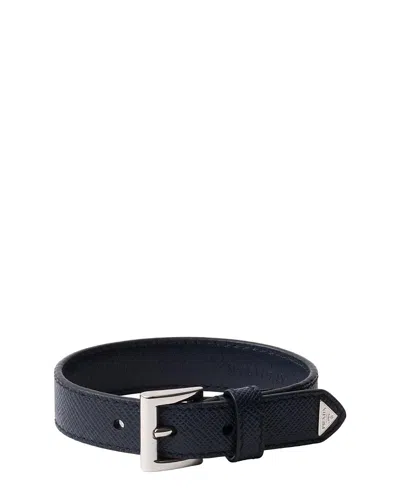 Prada Saffiano Leather Bracelet In Blue