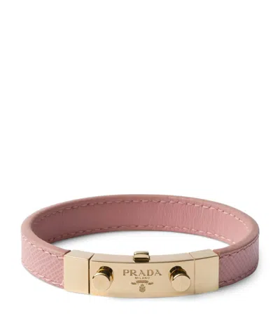 Prada Saffiano Leather Bracelet In Pink