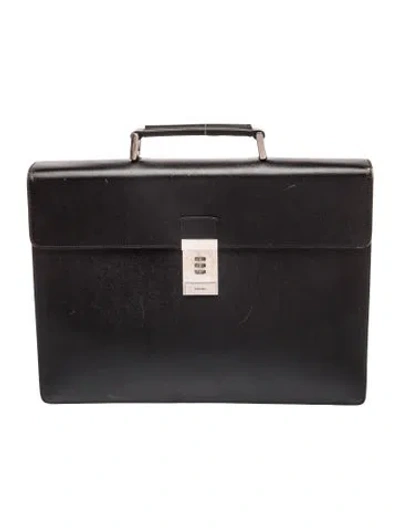 Pre-owned Prada Saffiano Leather Briefcase In Black