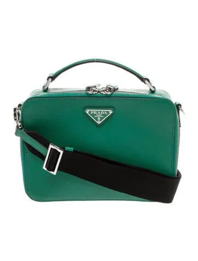 Pre-owned Prada Saffiano Leather Brique Medium In Green