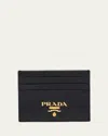 Prada Saffiano Leather Card Case In Black