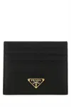 Prada Saffiano Leather Card Case In Black