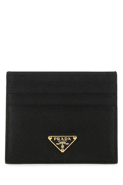 Prada Saffiano Leather Card Case In Black