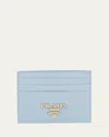 Prada Saffiano Leather Card Case In F0076 Celeste
