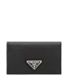 Prada Saffiano Leather Card Holder In Black