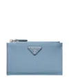 Prada Saffiano Leather Card Holder In Blue