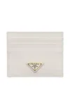 Prada Saffiano Leather Card Holder In White