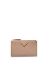 Prada Saffiano Leather Zip Card Holder In Pink