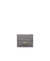 Prada Saffiano Leather Card Holder In Gray
