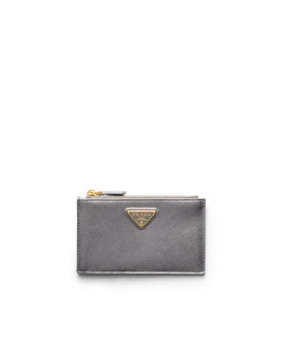 Prada Kartenetui Aus Saffiano-leder In Neutral