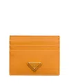 Prada Saffiano Leather Card Holder In Amber