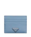 Prada Saffiano Leather Card Holder In Astral Blue