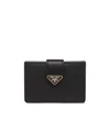 Prada Saffiano And Leather Card Holder In Black