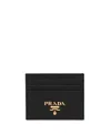 Prada Saffiano Leather Card Holder In Black