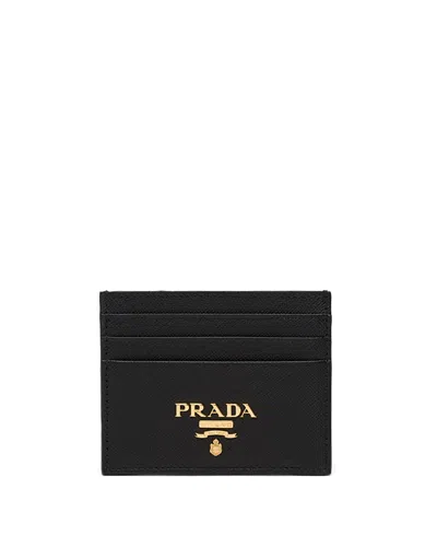 Prada Saffiano Leather Card Holder In Black