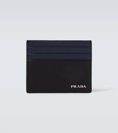 Prada Saffiano Leather Card Holder In Black