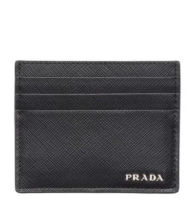 Prada Saffiano Leather Card Holder In Black
