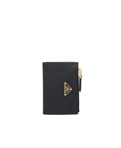 Prada Saffiano Leather Card Holder In Black